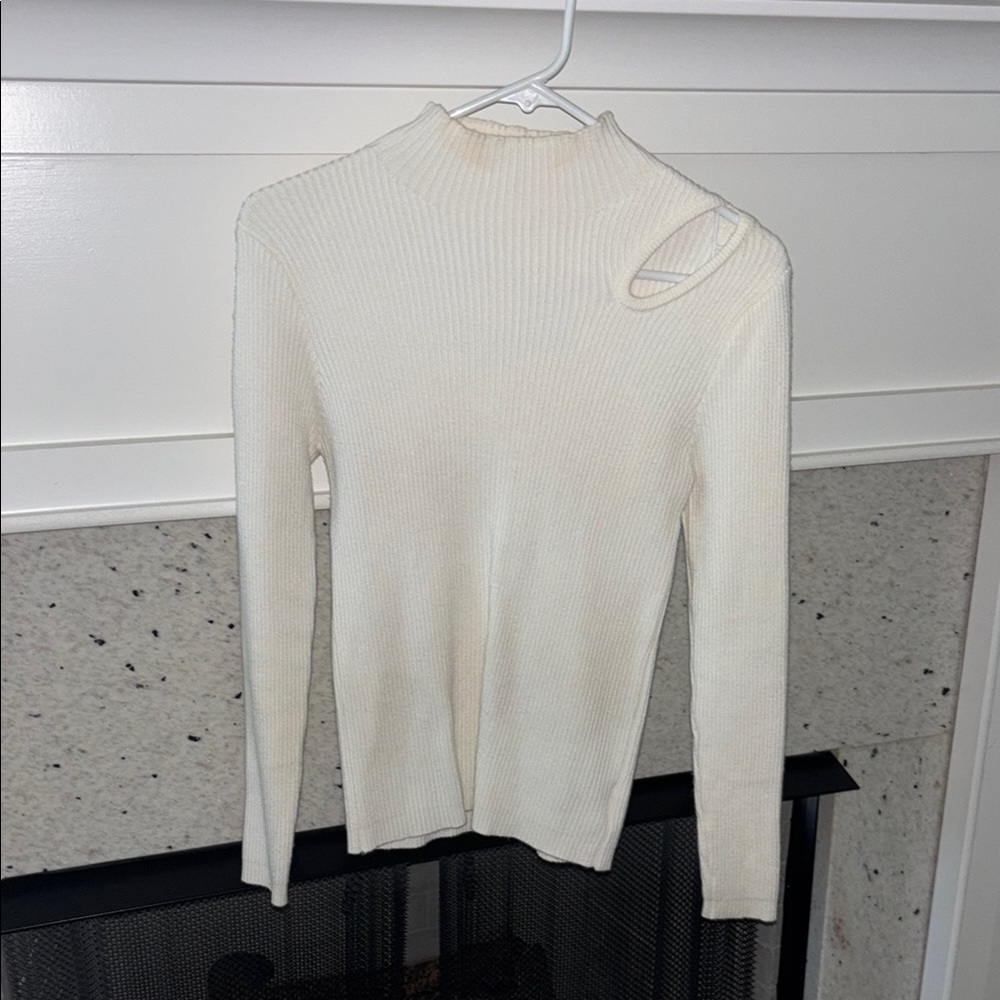 Elegant Cream Sweater with Cutout Detail